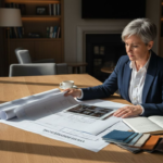 Manager reviewing venue design accessories