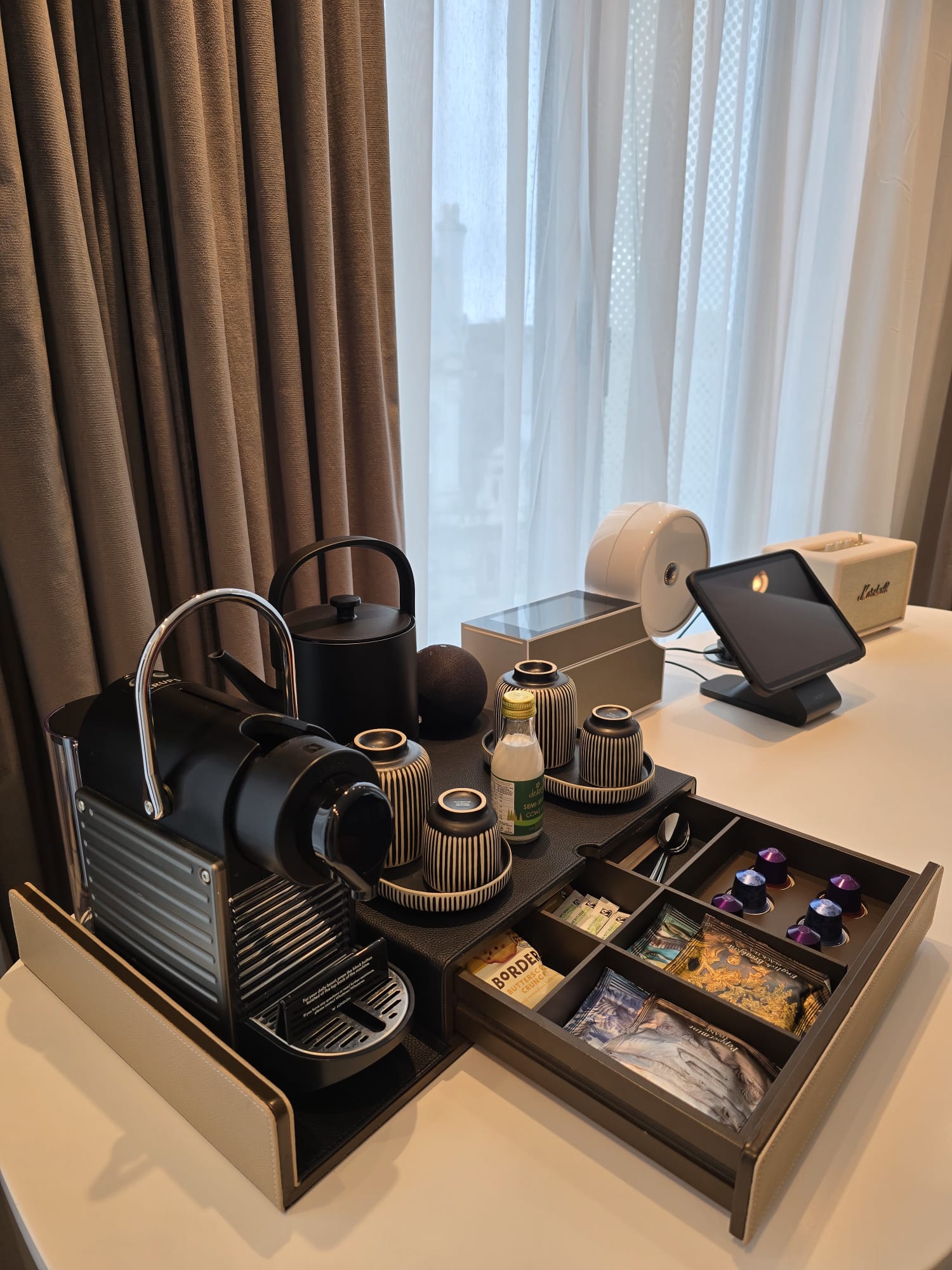Luxury leather coffee tray for hotel room