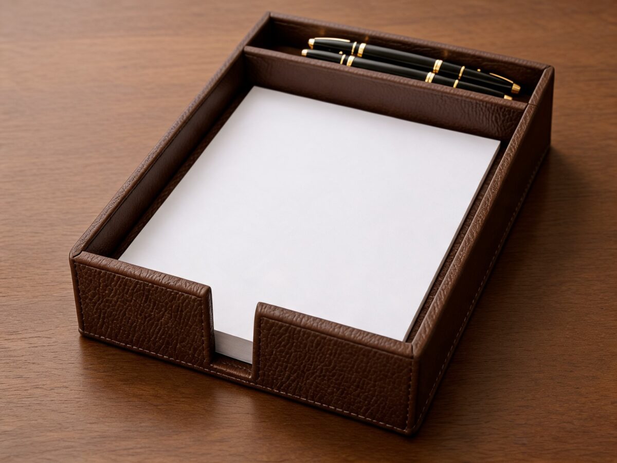 Luxury leather document holder for hotel room