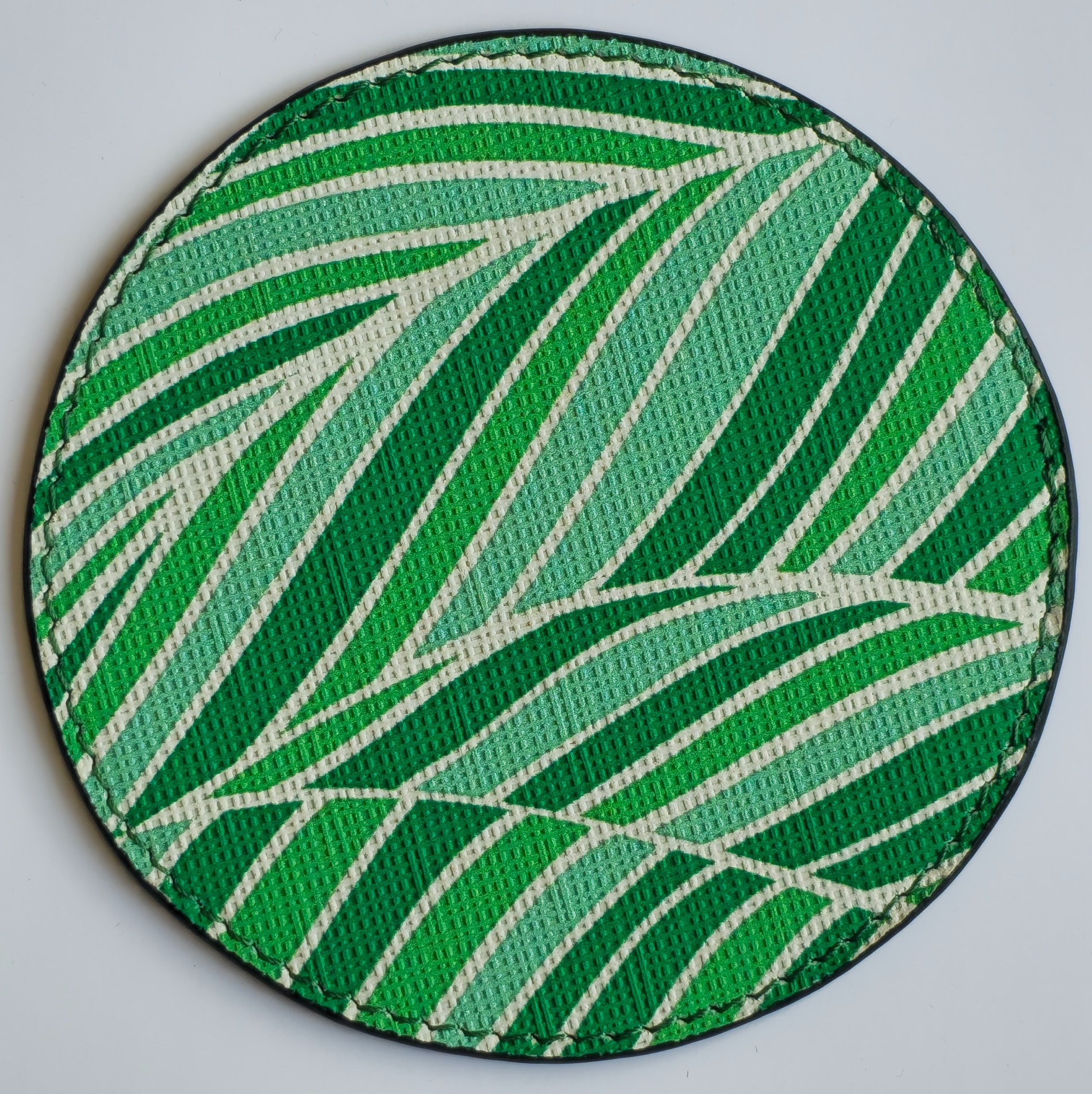 Green pattern leather coaster luxury