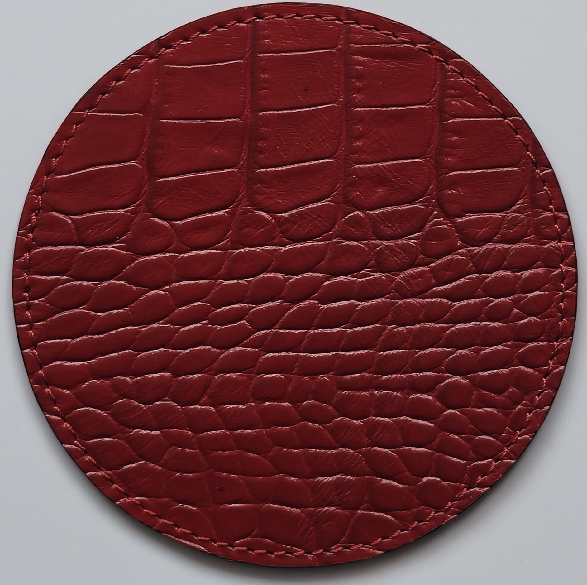 Red crocodile leather coaster